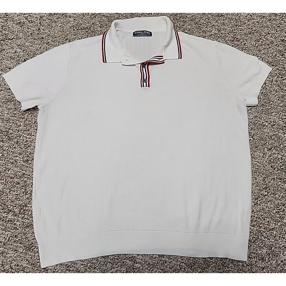 PJ‎ Paul Jones Sweater Polo Shirt Mens 2XL Cream Texture Pullover